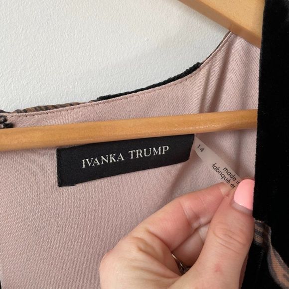 Ivanka Trump Black Velvet Floral Handkerchief-Hem Dress Sz 14 - Picture 10 of 12